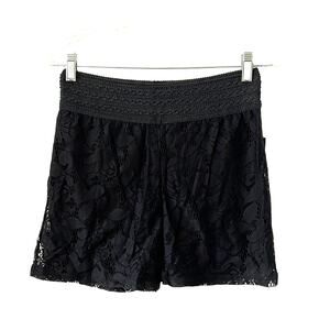 Moda Size 6 Black Lace Shorts NWT Wide Waistband Pull On Festival Boho